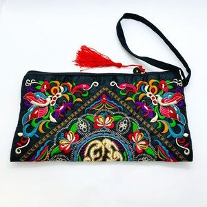 Women Embroidered Clutch Bag Flower Butterfly Pattern